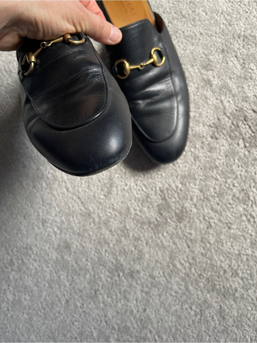 Gucci Black Leather Horsebit Slide Mules with Gold Hardware - Picture 10 of 16